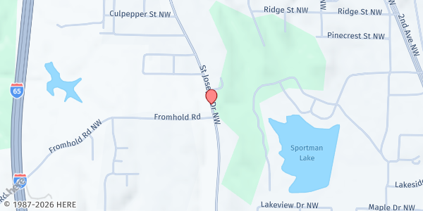 Map showing Spirit Life Church of God at 1650 St. Joseph Drive NW, Cullman, AL