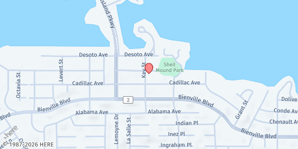 Map showing Dauphin Island United Methodist Church at 302 Key St., Dauphin Island, AL