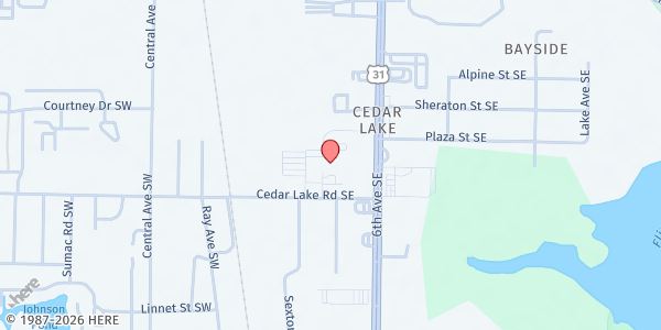 Map showing Central Baptist Church at 2801 Highway 31 South, Decatur, AL