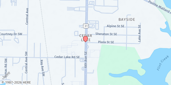 Map showing Central Baptist Church at 2801 Hwy. 31 S., Decatur, AL