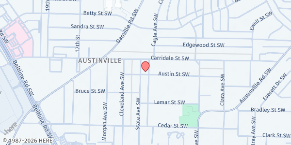 Map showing Greater Jubilee House of Prayer - Food Distribution Center at 2110 State Ave SW, Decatur, AL