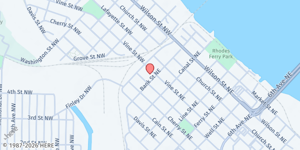 Map showing Neighborhood Christian Center at 619 Bank St. NE, Decatur, AL