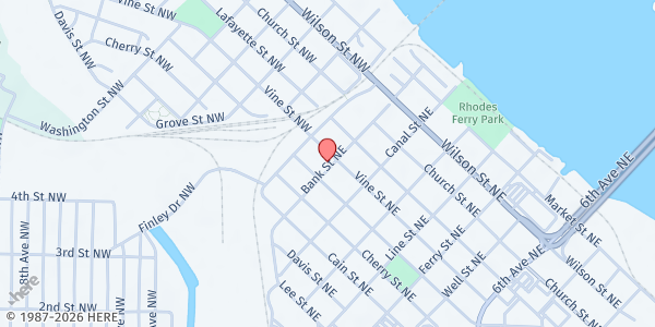 Map showing Neighborhood Christian Center - Food Distribution Center at 619 Bank St, Decatur, AL