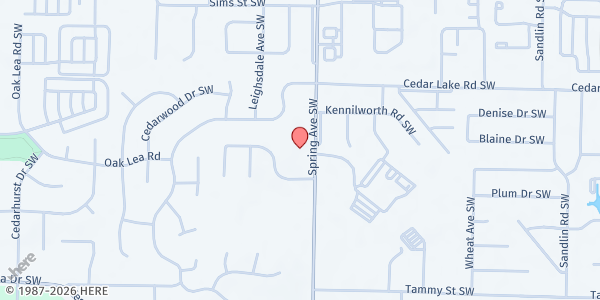 Map showing South Decatur Church of God at 3103 Spring Ave. SW, Decatur, AL