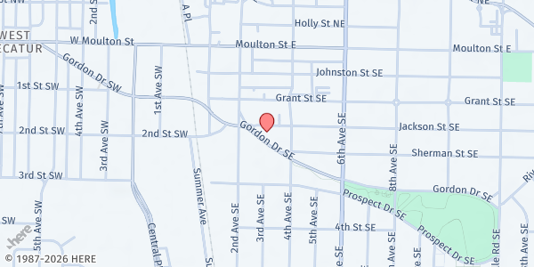 Map showing St. John's Episcopal Church at 202 Gordon Dr. SE, Decatur, AL
