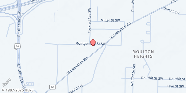 Map showing Tennessee Valley Outreach at 2117 Moulton Heights Rd., Decatur, AL