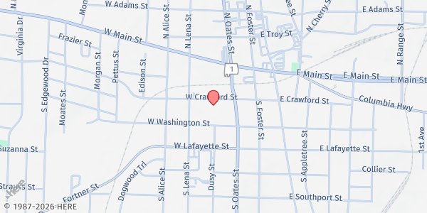 Map showing Bread of Life Community Church at 213 W. Crawford St., Dothan, AL