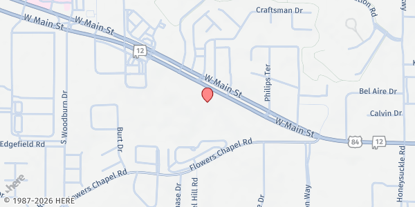 Map showing Dothan First Assembly of God at 3615 W. Main St., Dothan, AL
