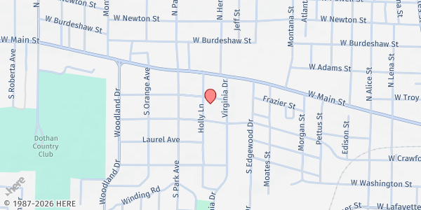 Map showing Episcopal Church of the Nativity at 205 Holly Ln., Dothan, AL