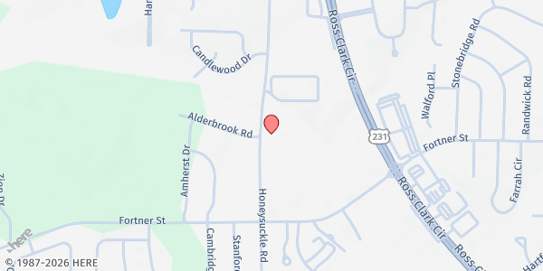 Map showing First Church of the Nazarene at 1081 Honeysuckle Rd., Dothan, AL