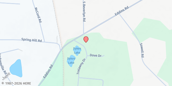 Map showing Memphis Baptist Church at 4595 Eddins Rd., Dothan, AL