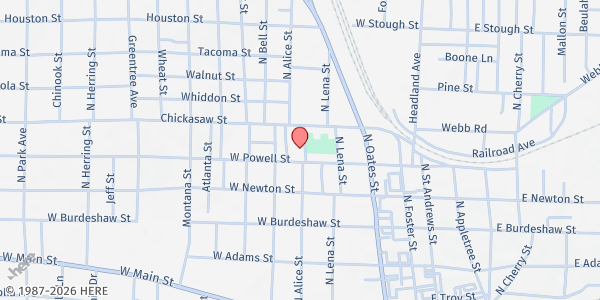 Map showing TOPS/Moma Tina's Mission House at 605 N. Alice St., Dothan, AL