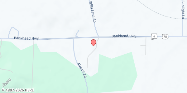 Map showing Alabama Childhood Food Solutions - Eastaboga Warehouse at 1643 Airport Rd., Eastaboga, AL