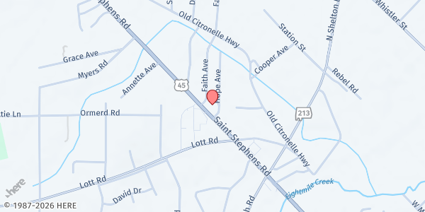 Map showing Kingdom Connections Outreach Ministries at 4718 St Stephens Rd., Eight Mile, AL