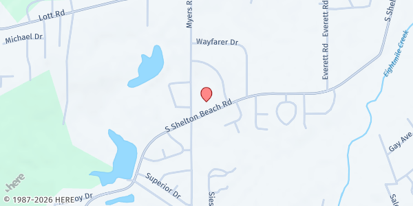 Map showing Pure Word Deliverance House of Prayer at 2530 S. Shelton Beach Rd., Eight Mile, AL