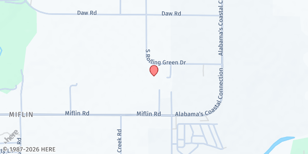 Map showing Miflin Baptist Church at 24687 Co. Rd. 20, Elberta, AL