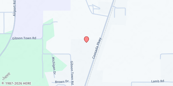 Map showing Courts of Praise Church at 4717 Coosada Pkwy., Elmore, AL