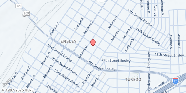 Map showing Name Ministries Inc at 701 18th St, Ensley, AL