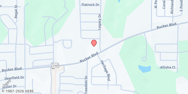 Map showing Heritage Church at 2911 Rucker Blvd., Enterprise, AL