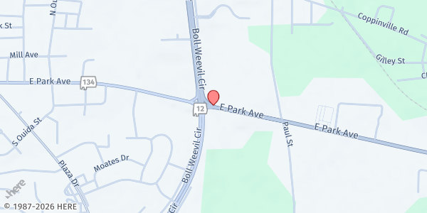 Map showing Wiregrass Community Worship Center at E. Park Ave., Enterprise, AL