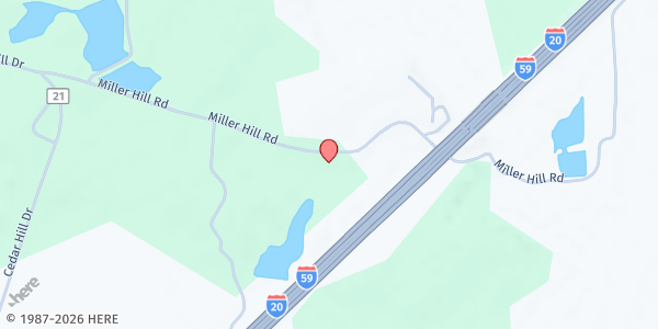 Map showing Miller Hill Missionary Baptist Church at 344 Miller Hill Rd., Epes, AL