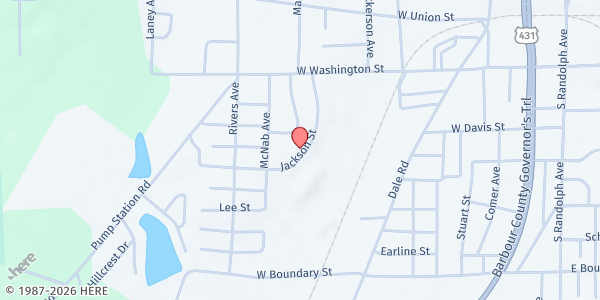 Map showing Family Service Center Barbour (The Clearing House) at 113 Jackson St., Eufaula, AL