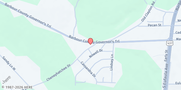 Map showing Grace Baptist Church at 9 Cheneyhatchee Dr., Eufaula, AL