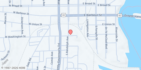 Map showing Hilltop Citadel Christian Church at 343 S. Randolph Ave., Eufaula, AL