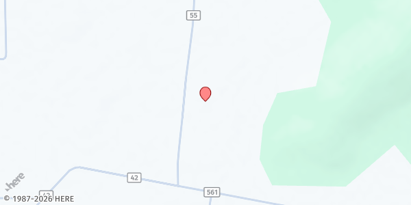 Map showing Roaches Cove Baptist at 1000 County Road 55, Fackler, AL