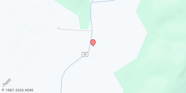 Map showing Roaches Cove Baptist Church at 1000 Co. Rd. 55, Fackler, AL