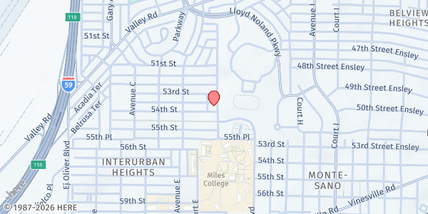 Map showing First SDA Church of Fairfield at 540 54th St., Fairfield, AL