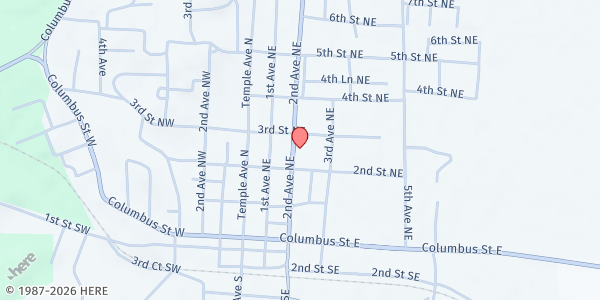 Map showing Fayette Christian Center of Concern at 316 2nd Ave. NE, Fayette, AL