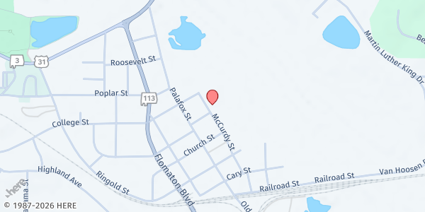 Map showing Spirit and Truth Tabernacle at 608 McCurdy St, Flomaton, AL