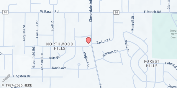 Map showing Petersville Church of Christ at 3601 Cloverdale Rd., Florence, AL