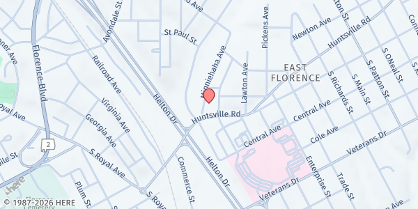 Map showing Salvation Army - Shoals at 1601 Huntsville Road, Florence, AL