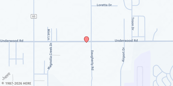 Map showing Calvary Chapel Fellowship of Foley at 18464 Underwood Rd., Foley, AL