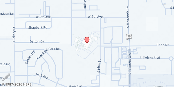 Map showing Foley High School at 1 Pride Pl, Foley, AL