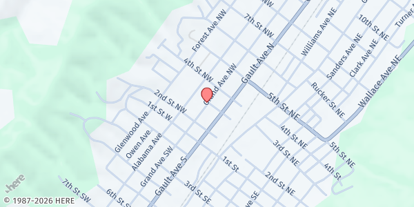 Map showing First Methodist Church-Ft Payne at 206 Grand Ave., Ft. Payne, AL