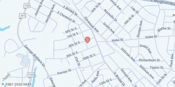 Map showing Etowah Community Food Bank Family Market at 802 E Chestnut Street, Gadsden, AL