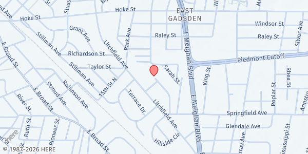 Map showing GGHA Starnes Park Senior Grocery Program at 601 Starnes Park, Gadsden, AL
