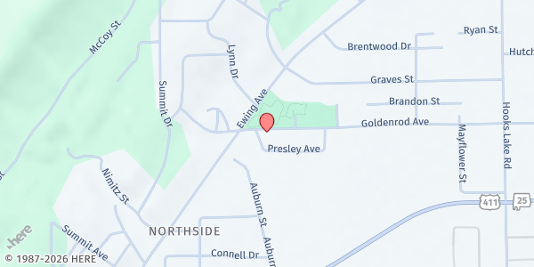 Map showing New Destiny Church Family Market at 201 Goldenrod Avenue, Gadsden, AL