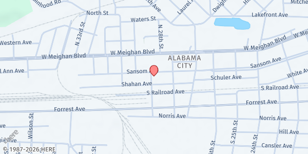 Map showing United Christian Church at 2818 Sansom Ave., Gadsden, AL