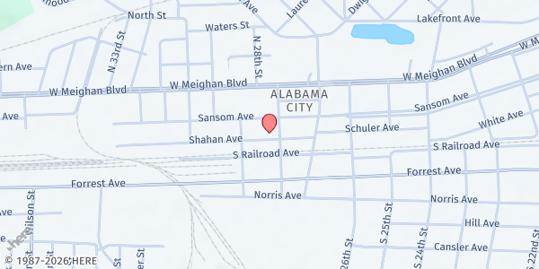 Map showing United Christian Church Mobile Pantry at 2818 Sansom Ave, Gadsden, AL