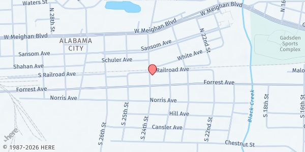 Map showing Way of the Cross Fellowship at 101 N. 24th St., Gadsden, AL