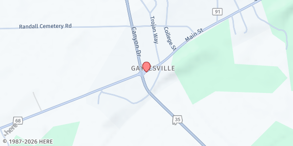 Map showing Gaylesville Volunteer Fire Department Mobile Pantry at 4740 Main Street, Gaylesville, AL