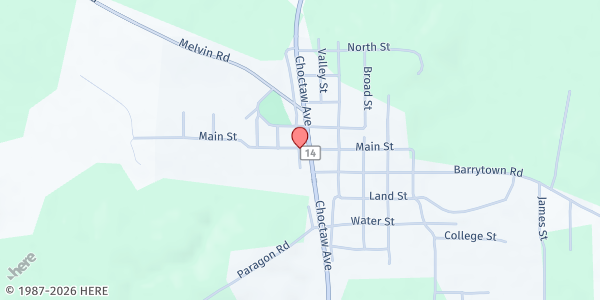 Map showing Gilbertown Food Bank at 95 West Main Street, Gilbertown, AL
