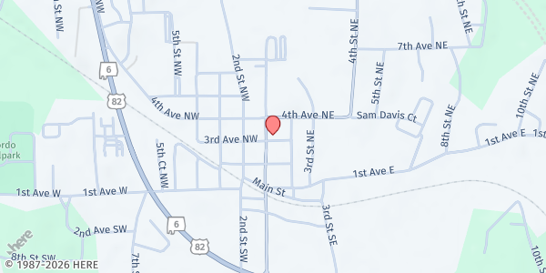 Map showing Cornerstone Methodist Church of Gordo at 210 N. Main St., Gordo, AL