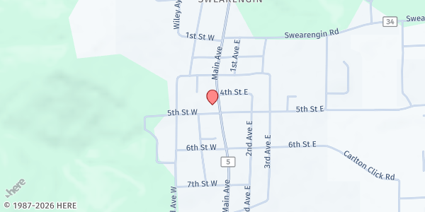 Map showing Grant First Baptist Church at 5515 Main St., Grant, AL