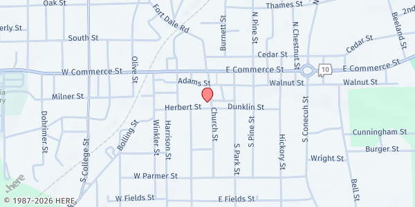 Map showing St. Thomas Episcopal Church at 210 Church St., Greenville, AL