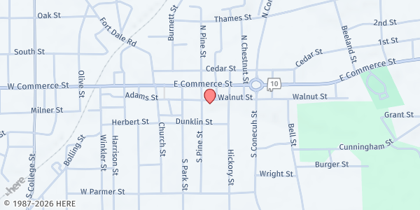 Map showing Walnut Street Church of Christ at 306 Walnut St., Greenville, AL